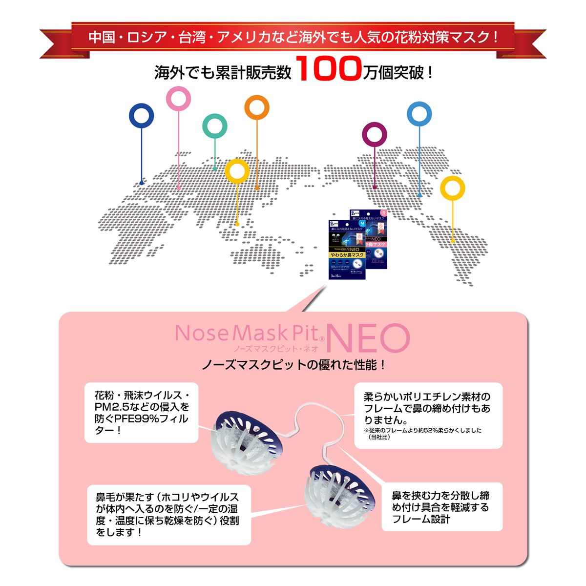 花粉対策鼻マスクノーズマスクピット！ノーズマスクピットネオ