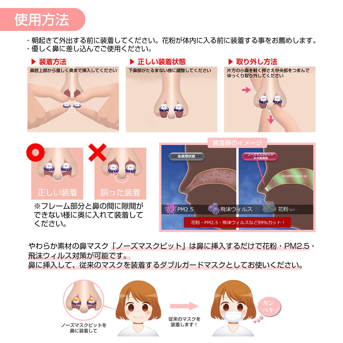 花粉対策鼻マスクノーズマスクピット！ノーズマスクピットネオ